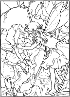 A coloring page of elves